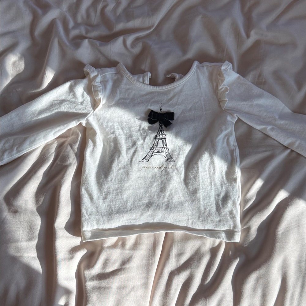 Janie and Jack White Eiffel Tower Long Sleeve Tee